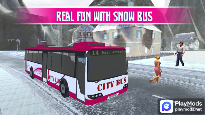 Pink Lady Snow Bus City Driver<span>(Unlimited money)</span> screenshot image 1_Popularmodapk.com