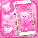 Cute Pink Cat Launcher Theme4.3_rowtechapk.com