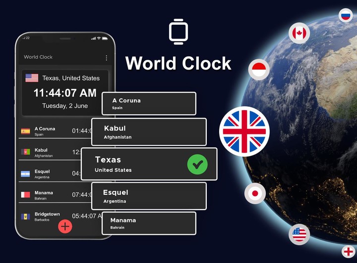 World Clock – World time clock screenshot image 1_Popularmodapk.com
