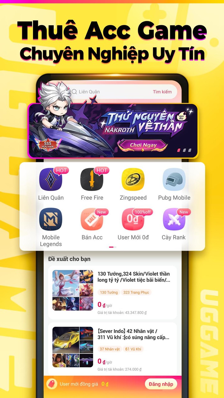 UGGAME- Thuê acc Game siêu rẻ screenshot image 1_Popularmodapk.com