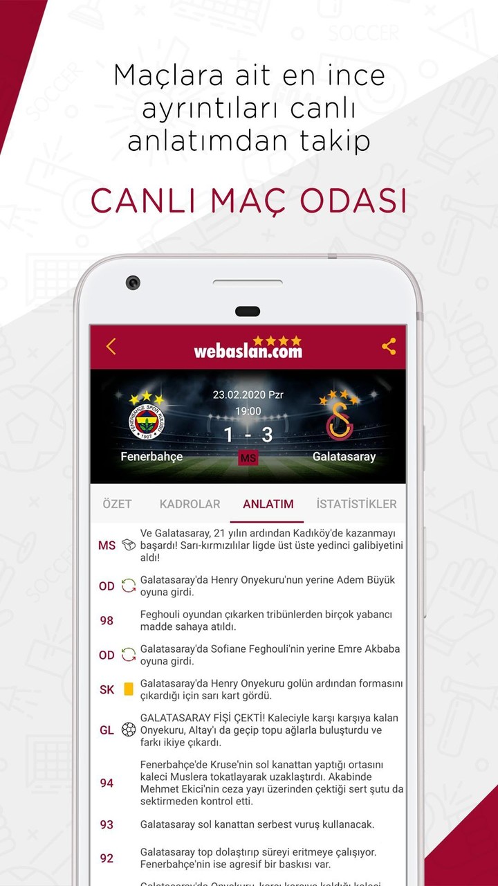 Webaslan - Galatasaray haberleri & Canlı Skor screenshot image 3_Popularmodapk.com