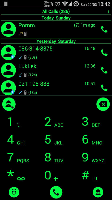 Dialer Theme Black Green drupe screenshot image 5_Popularmodapk.com